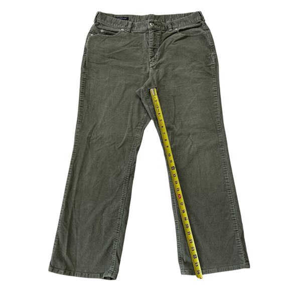 Land's End Corduroy Green Pants Size 12P Petite Straight Leg Womens High Rise - Picture 5 of 14